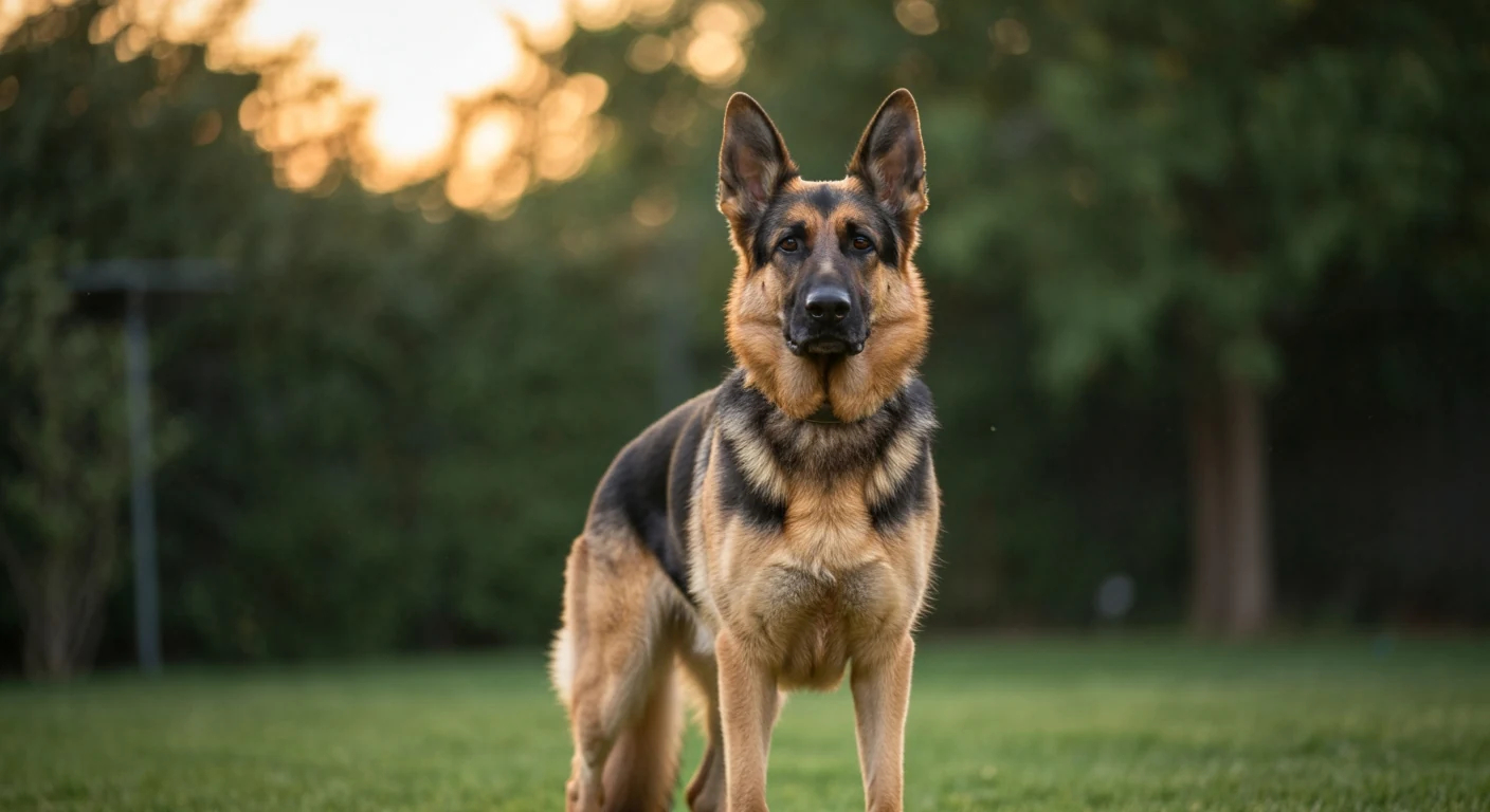 Un chien couché sur un tapis de salon, oreilles dressées vers la fenêtre