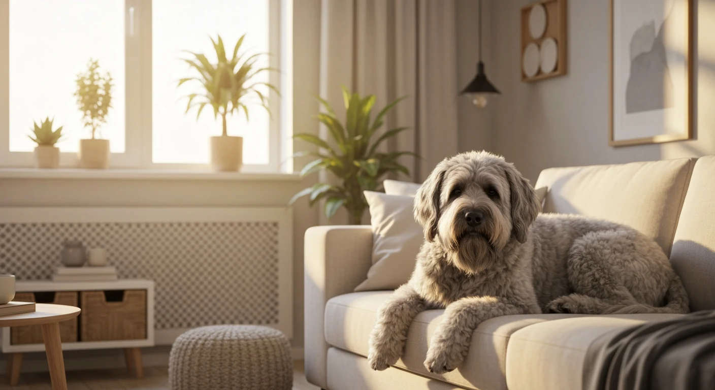 Un chien photographié en extérieur, robe soignée, tête tournée vers l’objectif